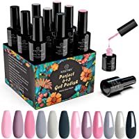 Los mejores  - Esmaltes Semipermanentes- Kastiny 6 Colores Pintauñas Semipermanente- Uñas Gel UV LED con Base y Top Coat- Clásico Gris…